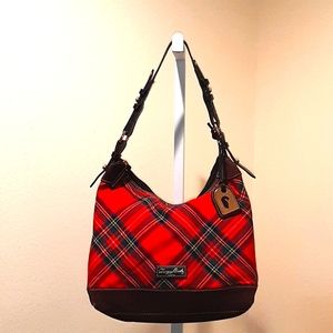 DOONEY & BOURKE RED TARTAN HOBO BAG